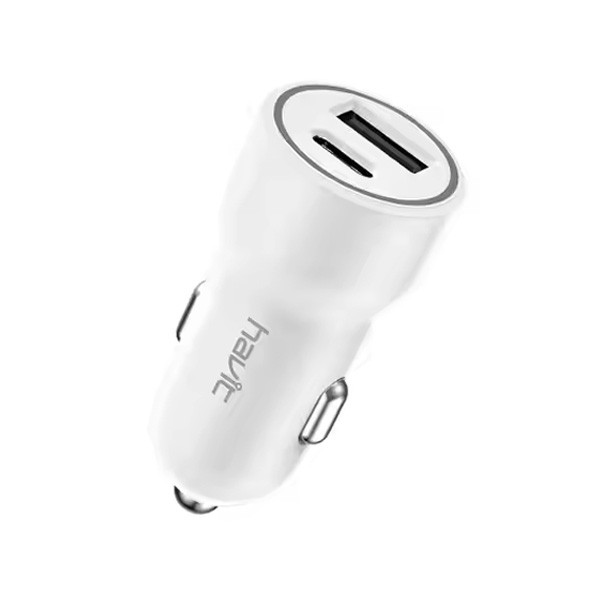 Havit Dual USB PD 20W & QC3.0 Car Charger, White Color, Model No. CC2022