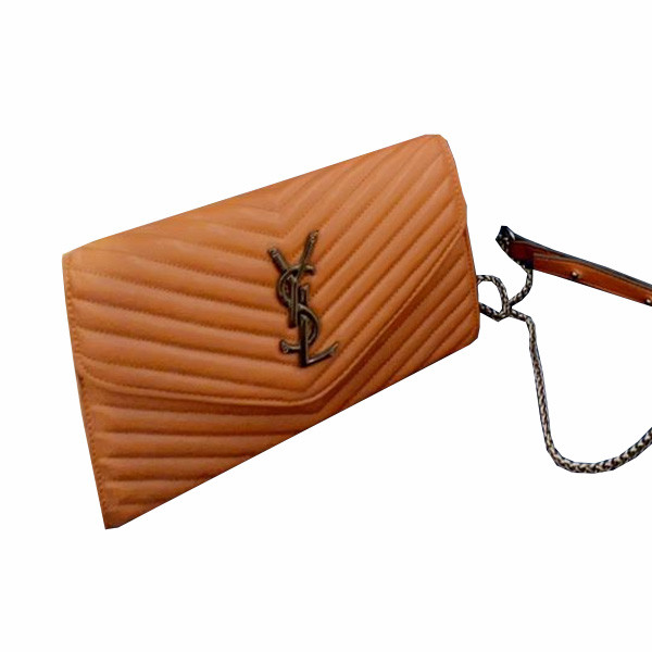 Yves Saint Laurent Cassandre Matelassé Synthetic Leather Women's Shoulder Bag, Brown Color with Metal Logo of the Brand in the Midde (Replica)