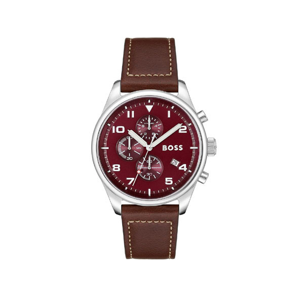 Hugo Boss View Chronograph Analog Men's Watch with Brown Leather Strap Model No. 1513988