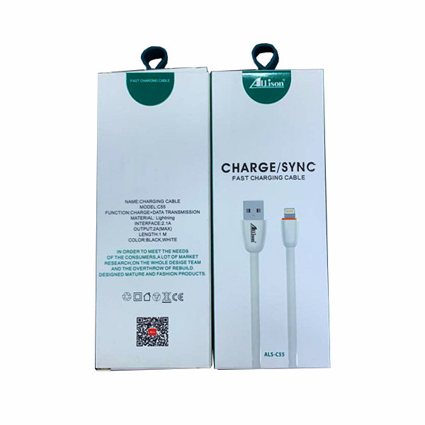 Allison Data Cable Fast Charging for Smartphone, 2.4A, White Color, Model No. ALS-C55
