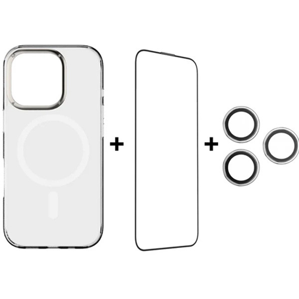 Momax Bundle Gift Set MX case + 3D Screen Protector + Lens Protector for iPhone 16 Pro Model No. MXAP24MTGS