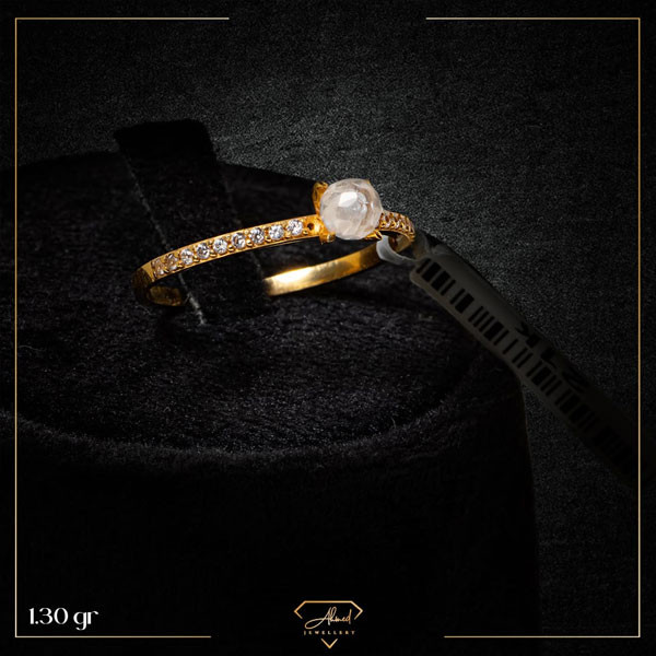 Yellow Gold Single Stone Ring 18K with Diamond for Eternal Love, Decorated in Both Sides with Small Diamonds, 1.3gr, for Women