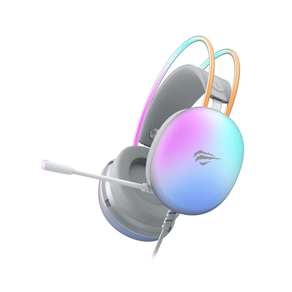 Havit Gaming Headphone Wired 3.5mm Jack Cool Shape RGB Light, White Color, Model No. H2037d
