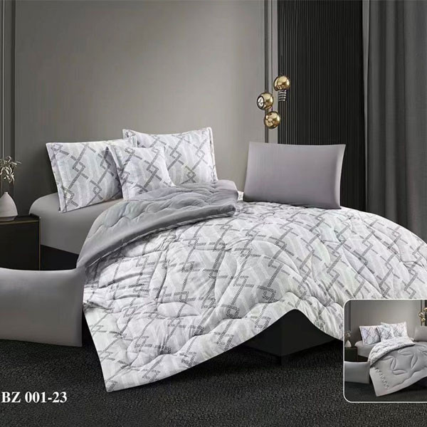 Andac Bedding Bed Set of 7 pieces White-Gray Color Decorated with Various Designs, Model No. BZ 001-23