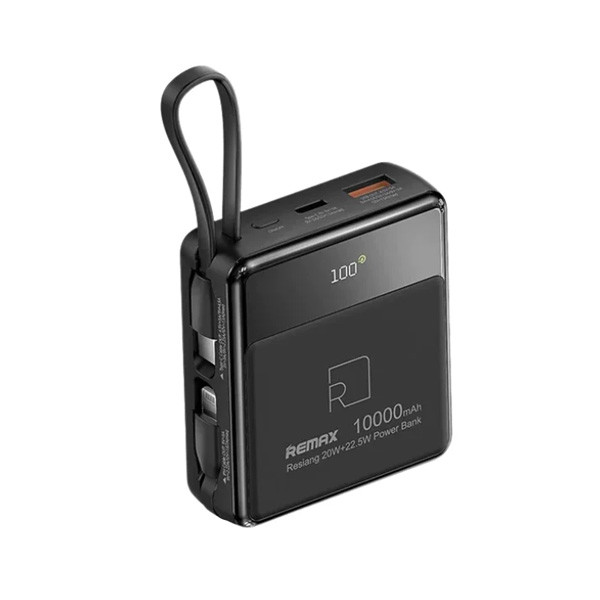 Remax Resiang Series 10000mAh PD+QC Fast Charging Power Bank, PD 20W+QC 22.5W, Black Color, Model No. RPP-605