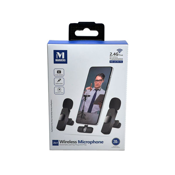 Marvers 2.4G Wireless Transmission 2in1 Microphone, Black Color, Model No. MS-UC761 TC