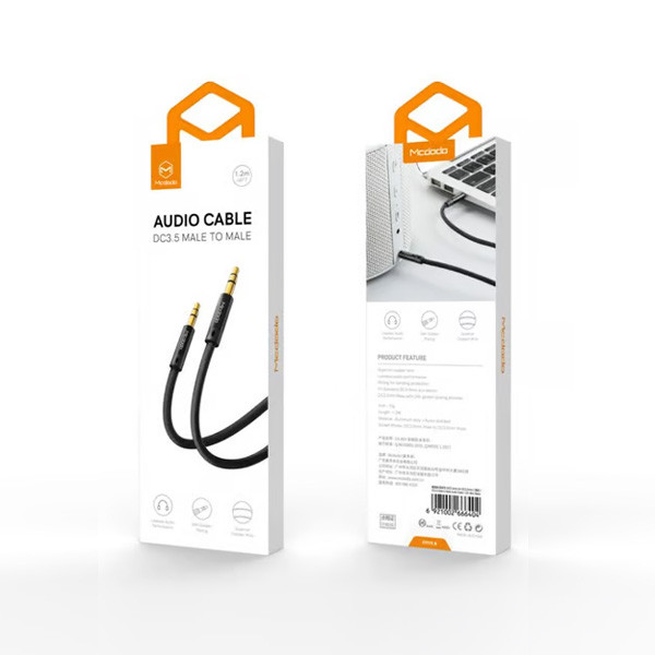 Mcdodo Audio Cable DC3.5mm Male to Male 1.2m, Black Color, Model No. CA-6640