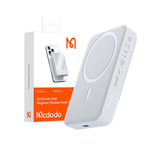 Mcdodo PowerBank 10000Mah Magsafe Wireless PD 20W Fast Charging, White Color, Model No. MC-4260