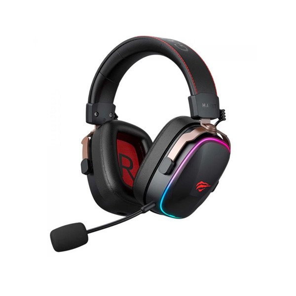 Havit Gaming Headphones BT & Wired 3.5mm Jack RBG Strip, Black + Ochre Color, Model No. H2039BG