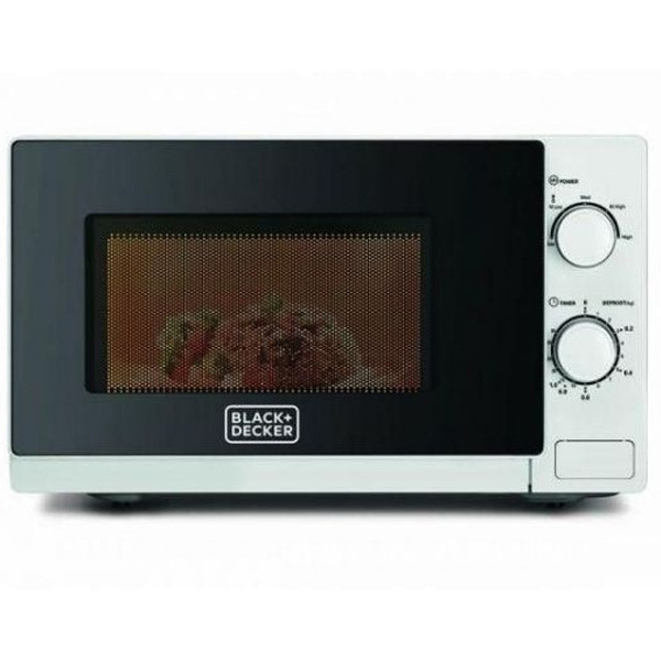 Black+Decker Solo Microwave Oven, 20lt, 700W, 5 Power Levels, Black & Silver Color, Model No. MZ2020P-B5