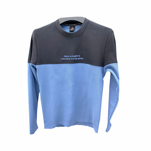 Black Mamba Double Colored Winter Blouse with Imprint Text Design in the Chest "Here, a couple is watching the big game" in 9 Color Combinations