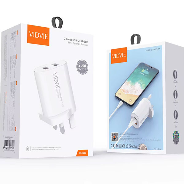 Vidvie Popular 5V 2.4A Rapid Charging Phone Charger with Micro USB Cable Model No. PLB133