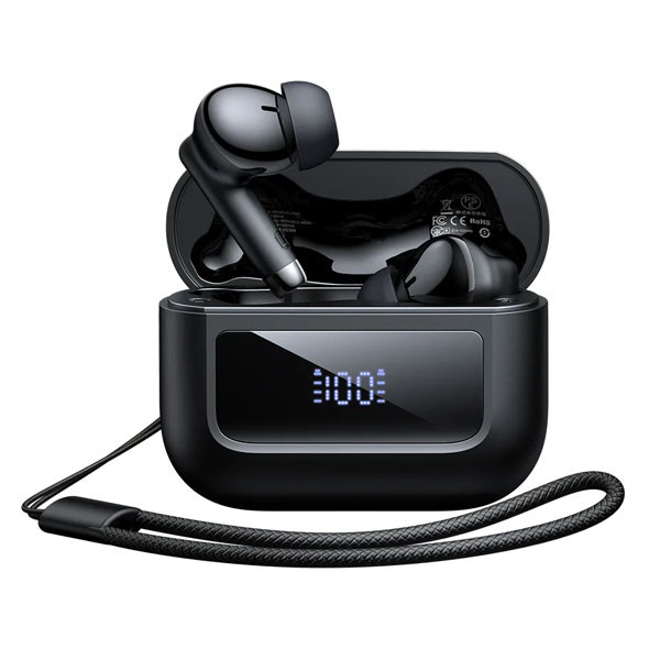 Mcdodo Lanyard Tied Portable Digital Display TWS Earbuds, Black Color, Model No. HP-3290