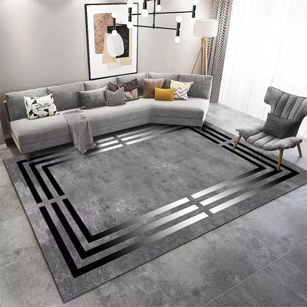 Brillant Embossed Machine Carpets with Gold or Silver Colored Designs, with Gray, Beige, Blue or/and Brown Background, 3m x 4m