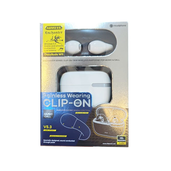 Remax Clip-on Painless Wearing True Wireless Headphones, Bluetooth, White Color, Model No. CozyBuds-W11