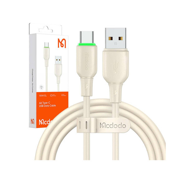 Mcdodo Type-C 6A Data Cable with LED Light 1.2m, 100W, Beige Color, Model No. CA-4750