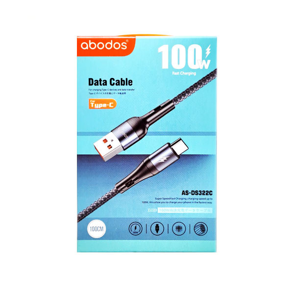 Abodos 100W USB to Type-C Data Cable, 1m, Black Color, Model No. AS-DS322C