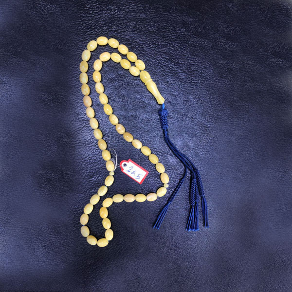 Hand Made Amber Rosary Bologna Electrolyte (16,5gr) with Elegant High Quality Blue Color Fabric Finishing