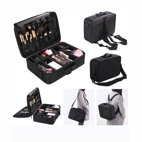 Professional Cosmetic Fabric Bag With Handle in Black Color
