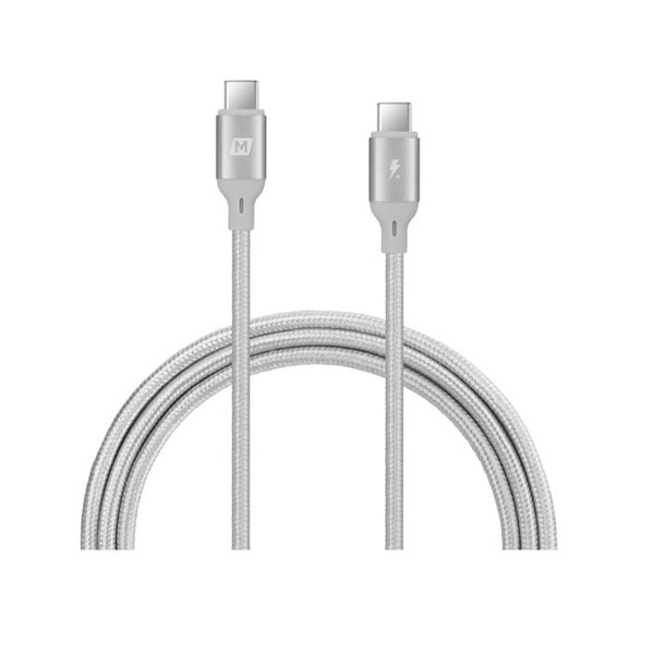Momax Go Link USB-C to USB-C 100W PD Braided Charging Cable. 1.2m. Silver Color, Model No. DC19S
