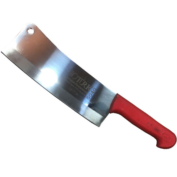 Pro Turk Stainless Steel Meat Cleaver with Red Plastic Silicone Handle, Model No. 5040