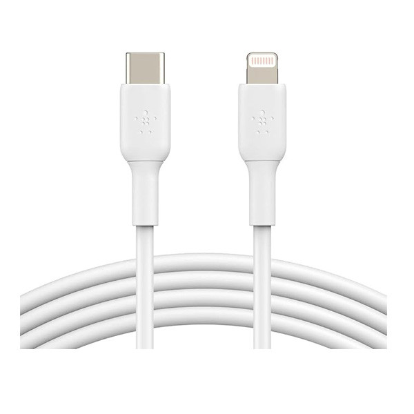 Belkin USB-C to Lightning Cable (for iPhone 14, 13, 12 or earlier) BoostCharge 3.3ft, White Color, Model No. 3523F6