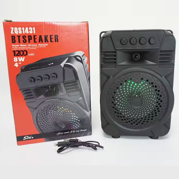 IFEI Portable Mini Multi Function Wireless Speaker, 4inch, with Colorful Lights, Black, Model No. ZQS1431