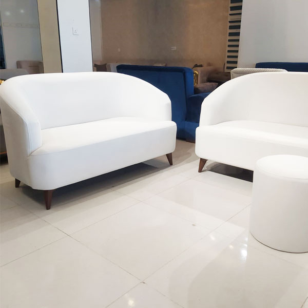 High Quality White Mosha Fabric Sofa Set of 1 Three-Seater, 2 Two-Seater & 1 Stool