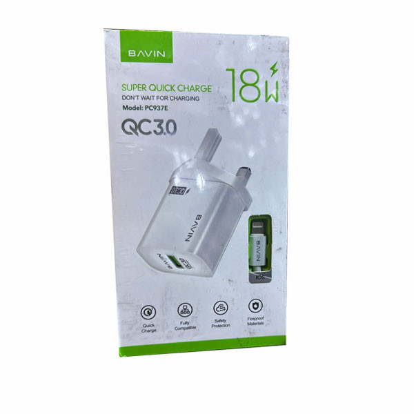 Bavin 18W, IOS, Super Quick Charging, Qc3.0, White Color Model No. PC937E
