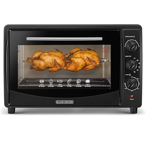 Black+Decker Double Glass Multifunction Toaster Oven With Rotisserie For Toasting, Baking, Broiling, 45lt, Black Color, Model No. TRO45RDG- B5