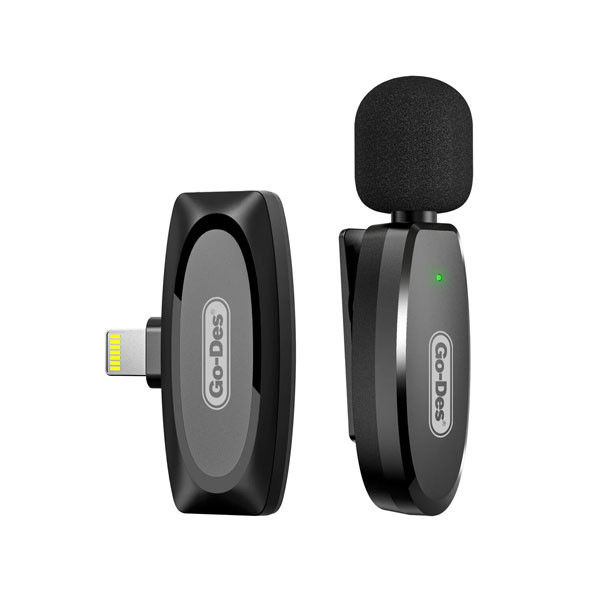 Go-Des Wireless Lapel Microphone, 2.4G, Black Color, Model No. GD-WS301 IP