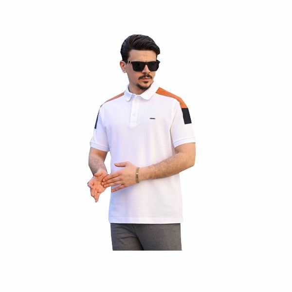 Belo Single Color Short Sleeves Polo for Men, with Double Color Horizontal Line Design in Shoulders-Sleeves in 10 Color Combinations