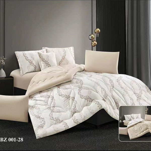 Andac Bedding Bed Set of 7 pieces Beige-White/Gray Color Decorated with Various Designs, Model No. BZ 001-28