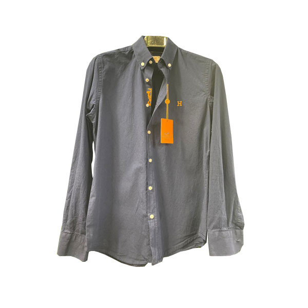 Hermes Paris Single Color Shirts with Longs Sleeves & Imprinted Monogram of Hermes Brand Logo at the left Chest, in Various Colors