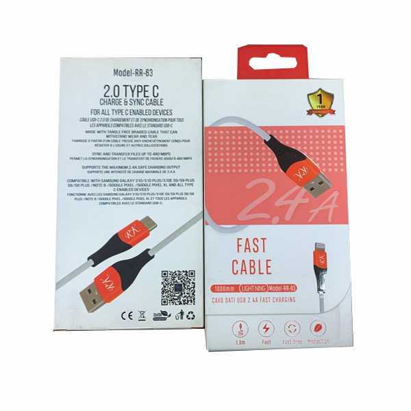OEM Fast Charge & Sync Cable 2.0 Type-C to Lightning Cavo Dati USB 2.4A Model No. RR-63