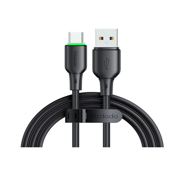 Mcdodo Silicone 6A USB-C Data Cable with LED 1.2m Fast Charging, Black Color