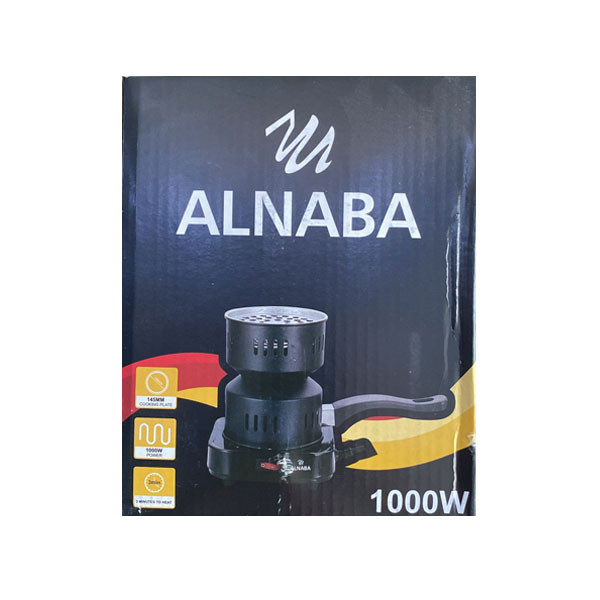 Alnaba Multipurpose Charcoal Burner for BBQ, Hookah, Camping & Outdoor Activities, 1000W, Black Color