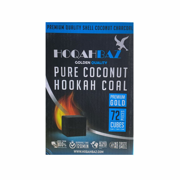 HoqahBaz Coconut Charcoal Cubes, 72 pcs, Golden Quality