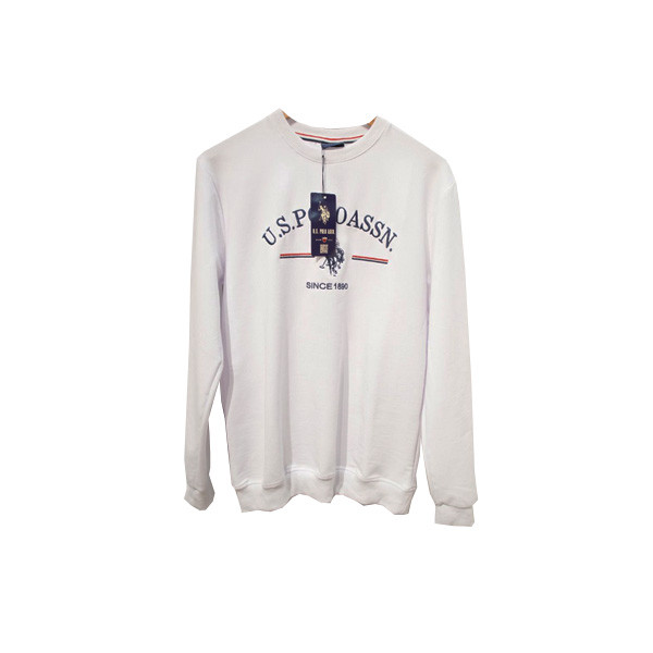 U.S. POLO ASSN. Winter Blouse for Men with Big Logo Graphic Print - White Color