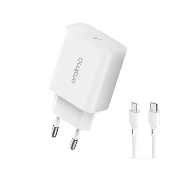 Oraimo PowerCube 20W Wall Charger Kit Type-C to Type-C Cable, White Color, Model No. OCW-U106S+CC54