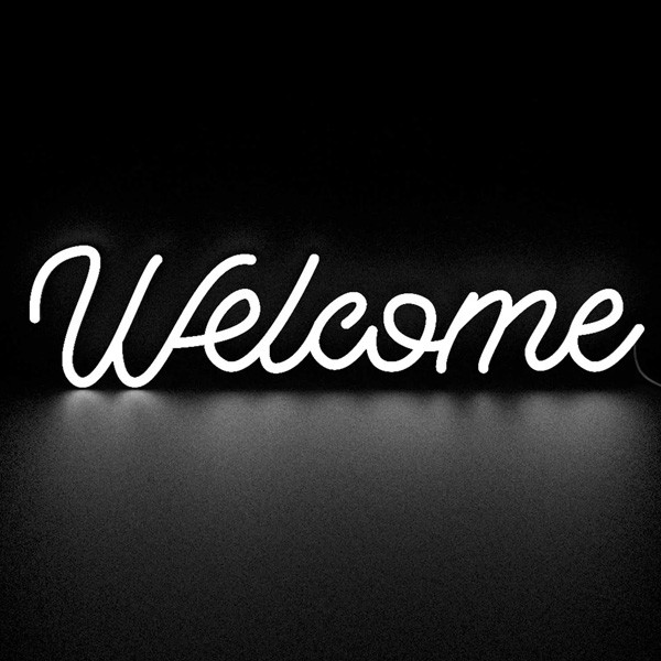 OEM Neon Welcome Sign Letters White Light Signage with Hanging Chain for Business Store