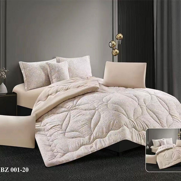 Andac Bedding Bed Set of 7 pieces Beige-Purple/Pink Color Decorated with Flowers, Model No. BZ 001-20