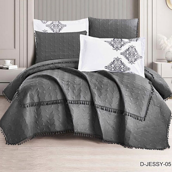 Rose Home Summer Blanket Queen Size (200cm x 200cm) Set of 6 pieces in Gray Dark Color Model No. D-JESSY-05
