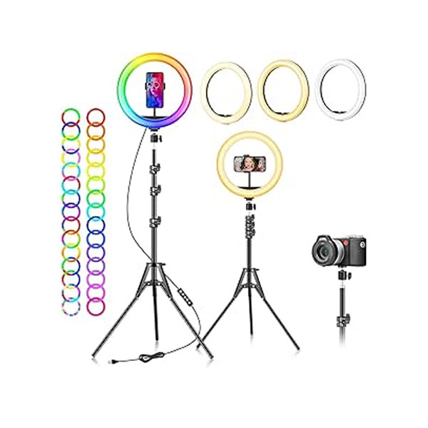 OEM Ring Light with Tripod Stand & Phone Holder 12inch, 40 Colors RGB for TikTok Live Streaming