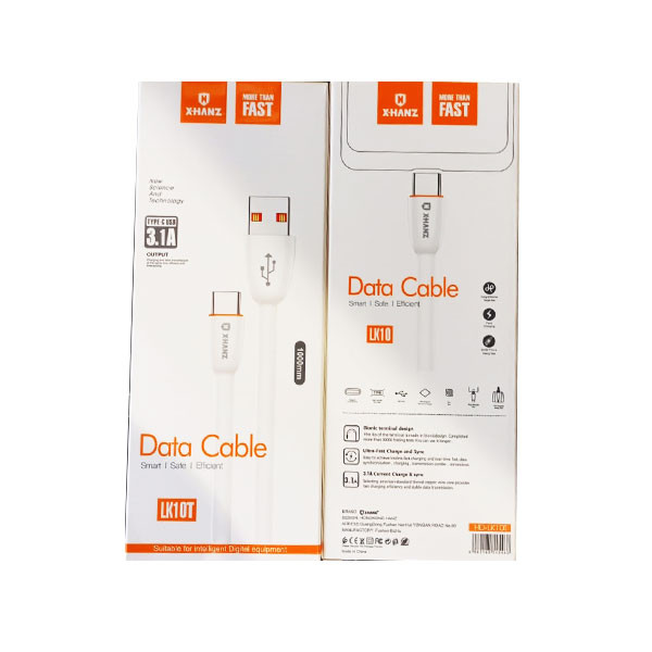 X-Hanz Type-C Data Cable, 3.1A, Fast Charging, White Color, Model No. LK10T