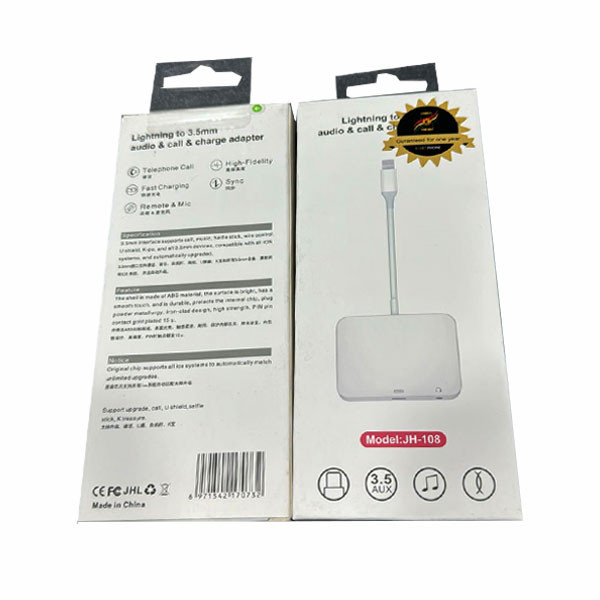 OEM Lightning to 3.5mm Audio & Call & Charger Adapter Model No. JH-108