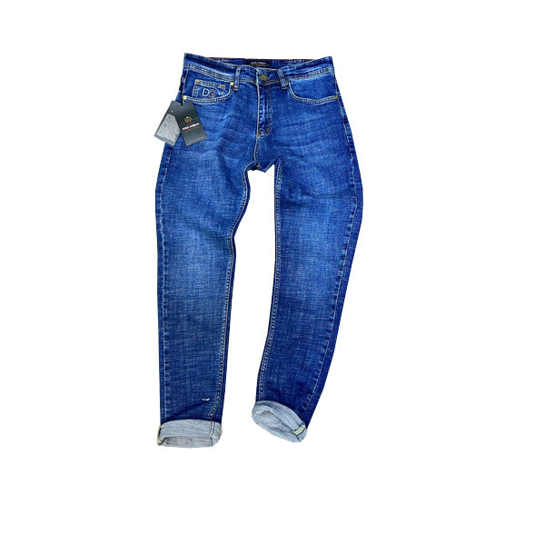 Dolce & Gabbana Intense Blue Color Washed Οut Jean Straight Line with Embroidered Logo of D&G & Twisted Legs, for Men