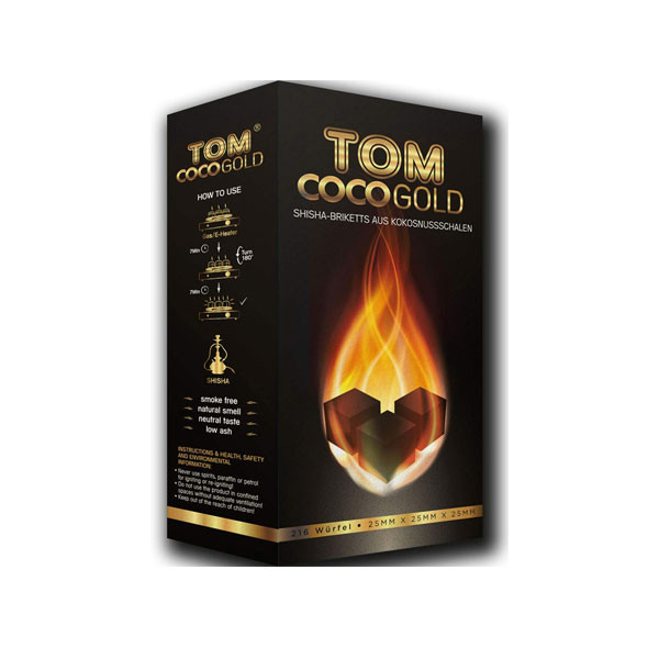 Tom Coco Gold Hookah Natural Charcoals Coconut, 1kg, 72pcs