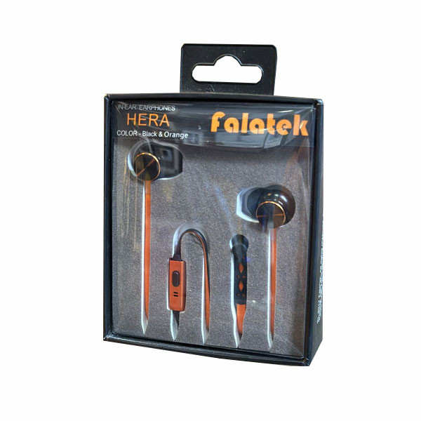 Falatek in Ear Earphone with Microphone Color Black & Orange Model No. HERA
