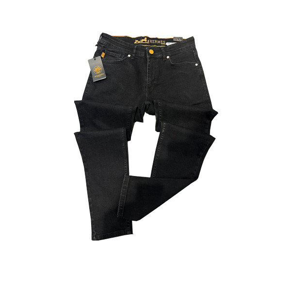 Hermes Paris Black Color Washed Οut Jean Straight Line for Men